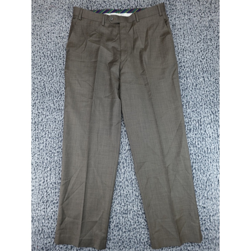 Chaps Mens Dress Pants Brown Textured Straight Leg Flat Front Trousers‎ 36x32